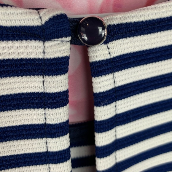 MONTEAU ⚓️navy blue and white striped midi sleeveless dress nautical - Picture 6 of 13